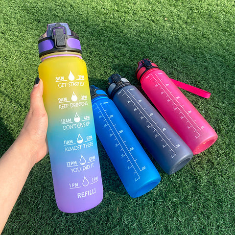 1L Tritan Water Bottle With Time Marker Bounce Cover Motivational Water Bottle Cycling Leakproof Cup For Sports Fitness Bottles