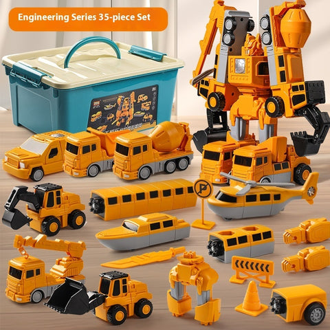Magnetic Deformation Engineering Car Children's Toy Car Building Blocks Toy