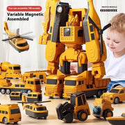 Magnetic Deformation Engineering Car Children's Toy Car Building Blocks Toy